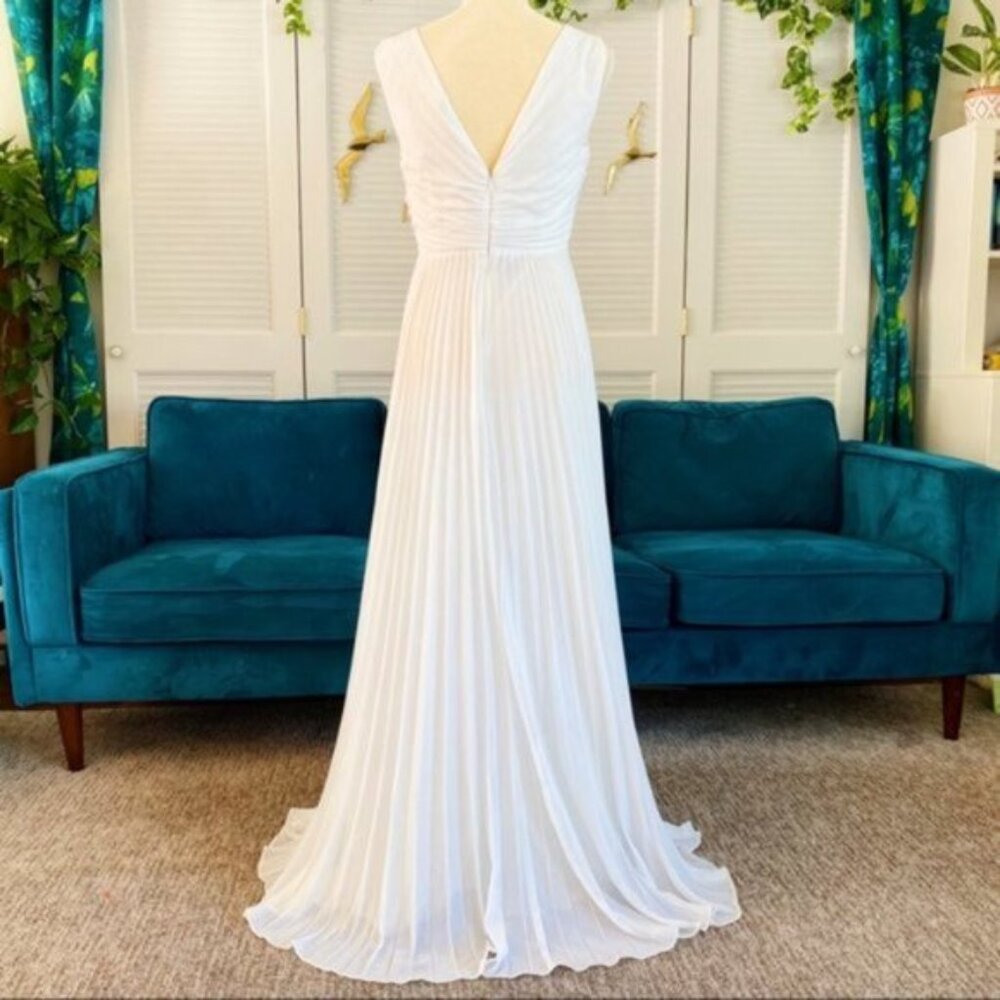 Anthropologie | BHLDN Badgley Mischka Sloan Dress Accordion Pleat Wedding Gown 0 - Picture 9 of 16